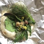 【野草料理】野草ピザと納豆と野草でナゲット